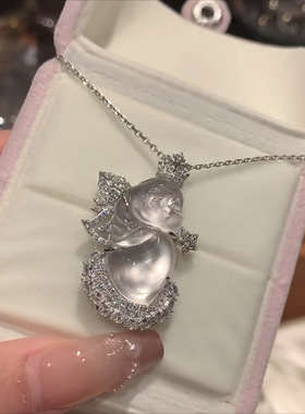 法国gentle motto爱神丘比特缅甸水沫玉项链女花仙子小天使