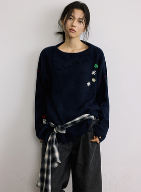 SAMEFLOW 慵懒风套头毛衣女秋冬短款漂亮小上衣羊毛内搭打底衫