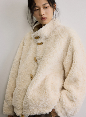 SAMEFLOW 毛绒立领中式风刺绣元素保暖御寒挺括有型棉服双面外套