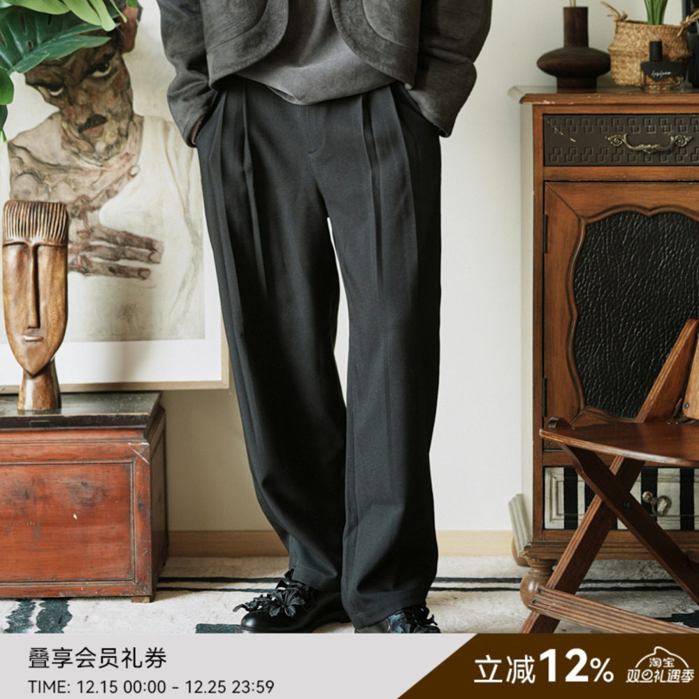 SAMEFLOW松紧腰基础裤黑色西裤