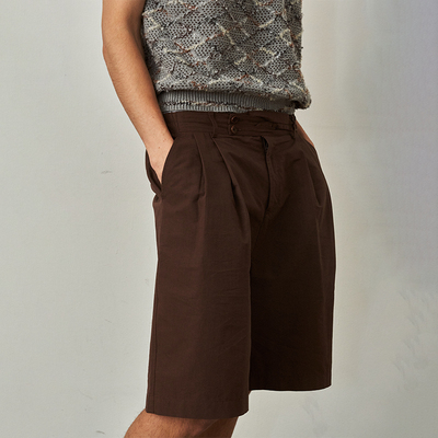 SAME FLOW 腰头开衩透气干爽微喇叭式直筒阔腿宽松交叉腰提臀短裤