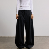 中性风格 叠褶休闲裤 女秋冬宽松阔版 SAMEFLOW 垂感羊毛毛呢西裤