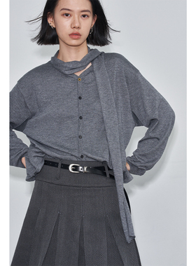 SAME FLOW 针织衫男女飘带设计小众春秋高级感情侣开衫毛衣外套