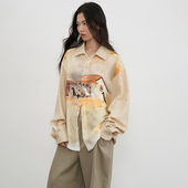 SAMEFLOW 透气衬衣外套 通勤休闲上衣女秋季 房子和马 印花衬衫