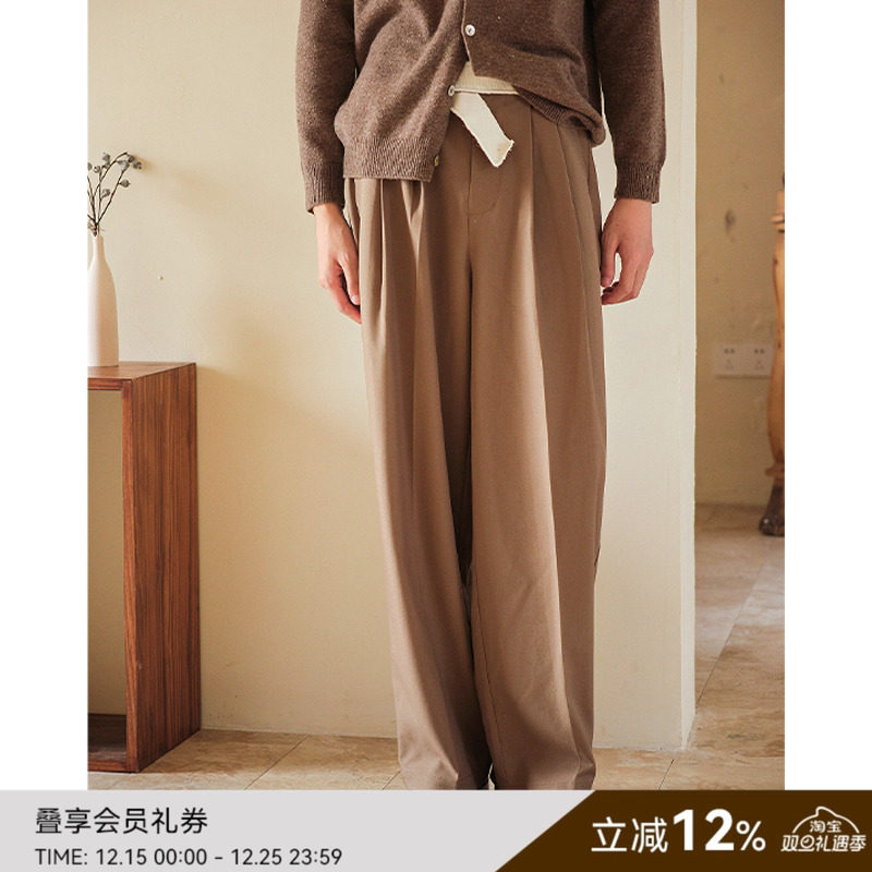 SAME FLOW 休闲裤子男春秋时尚腰头拼接设计宽松直筒高级垂感西裤