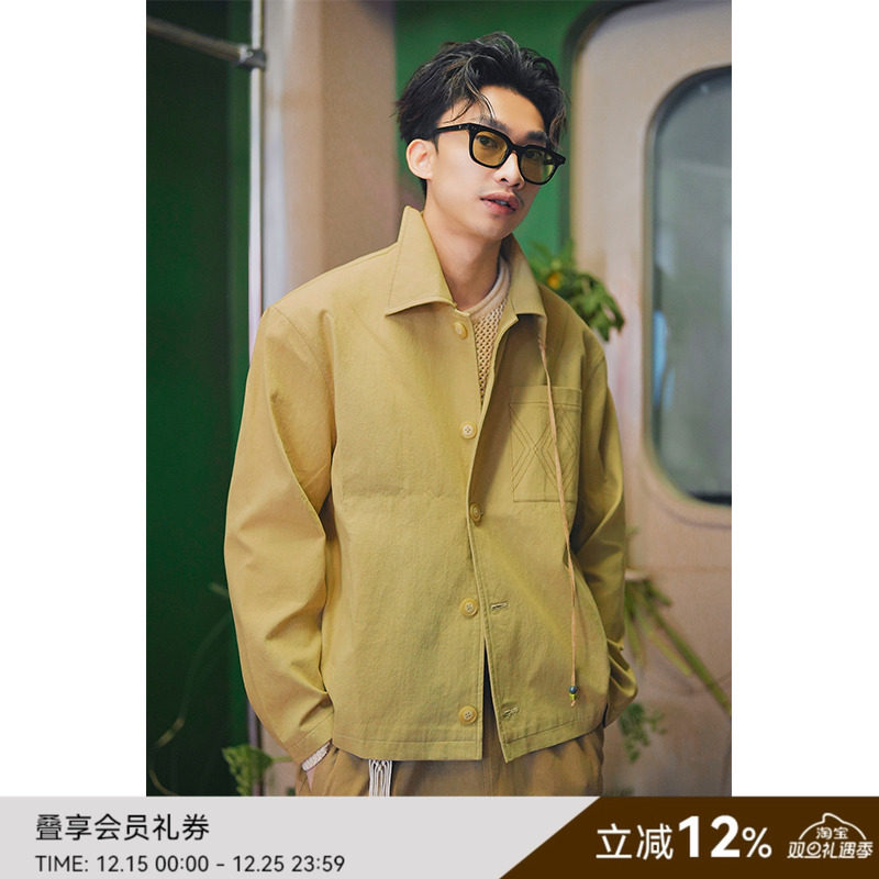 SAMEFLOW设计感翻领工装夹克男