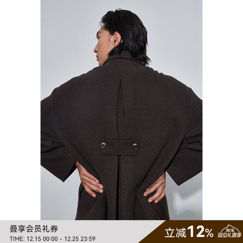 SAME FLOW 原创设计复古保暖羊毛毛呢外套男秋冬夹克短款大衣