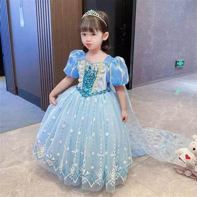 长裙艾莎公主裙女童冬可爱披肩加厚女宝彩虹2025带翅膀可变连衣裙