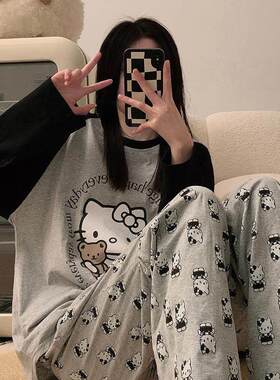 hellokitty睡裤新款儿童运动睡衣学生纯棉家居服长袖套装2025kitt