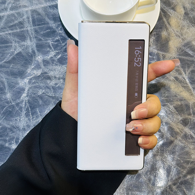 纳帕真皮白适用vivoxfold5折叠屏手机壳翻盖皮套vivo xfold5保护套全包防摔VIVOXFOLD5高档支架皮套创意男女