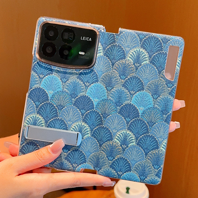 适用MI MIXFOLD4手机壳全包防摔创意孔雀开屏小米mixfold4保护壳皮纹折叠屏新款吸磁翻盖高档大牌女ins