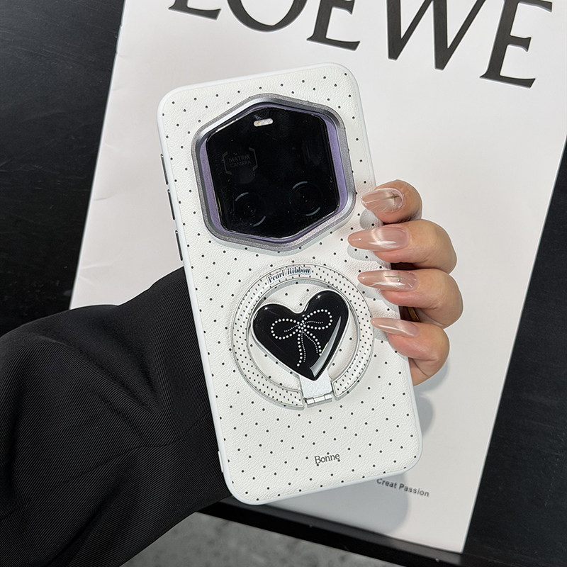 高级ins波点磁吸适用荣耀magic7RSR保时捷手机壳皮纹magic7sr保护套防摔硅胶软边magic8RSR高档磁吸爱心支架