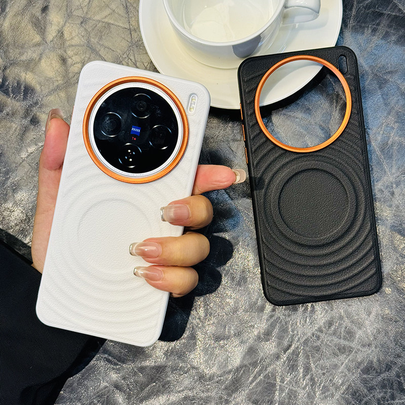 高级磁吸波漾纹适用努比亚M153豆包手机壳皮纹nubia M153保护套全包防摔m153豆包软边防摔高档橙色金属镜头