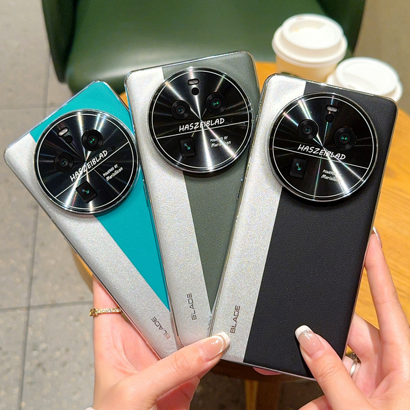 适用OPPOFindX6手机壳电镀皮纹FindX6Pro保护套全包防摔高级拼接男女FindX6高档简约拼色轻奢ins风