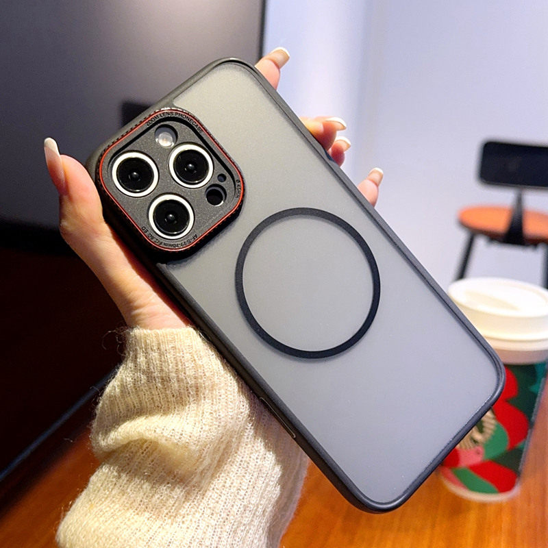 适用苹果16promax手机壳简约磨砂透明iphone15保护套全包防摔高档14promax肤感壳创意徕卡红圈镜头磁吸充电