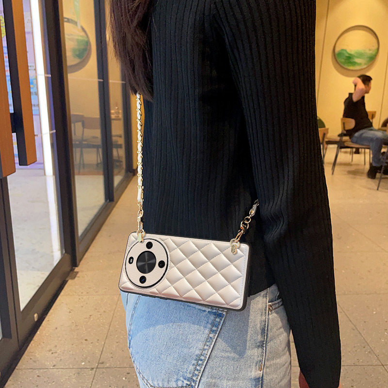 高级菱格小香风适用畅享70x活力版手机壳皮纹麦芒30保护套全包防摔华为畅享70x高档斜挎挂绳背带链网红ins女