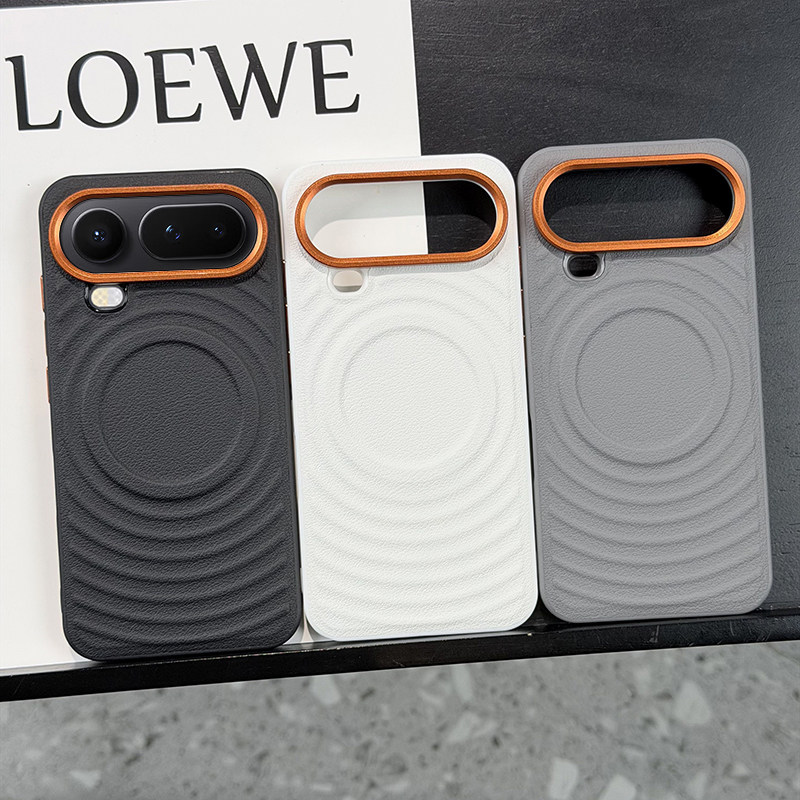 高级磁吸波漾纹适用荣耀Magic8ProAir手机壳皮纹荣耀Air保护套全包防摔magic8prair软边防摔高档橙色金属镜头