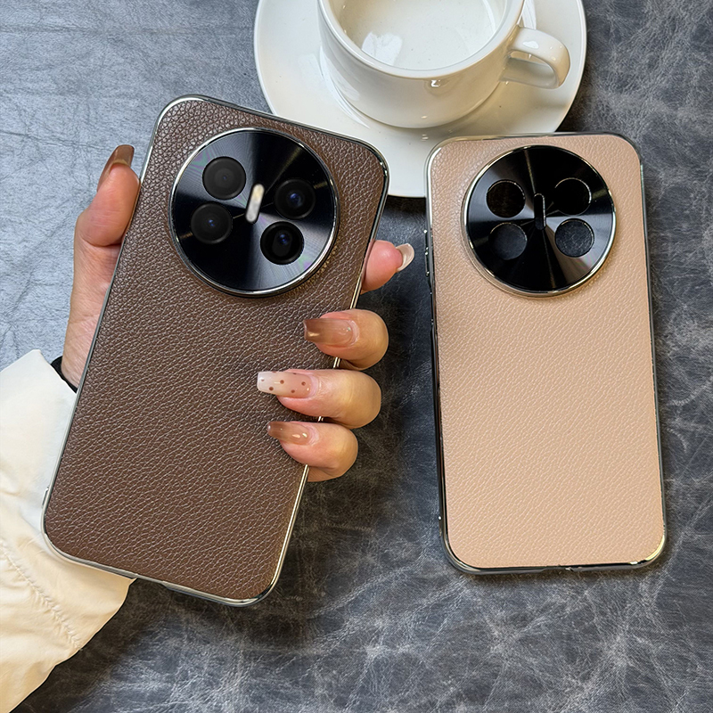 【现货】高级咖色适用华为mate70air手机壳电镀皮纹mate70AIR手保护套全包防摔软边高档深咖mate70电镀银边