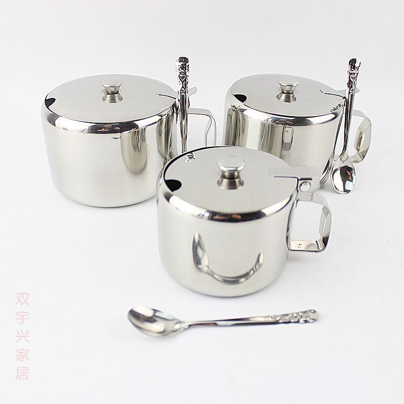 不锈钢带盖糖盅调料盐盅调料瓶调味盒味精胡椒罐辣椒油罐送勺子