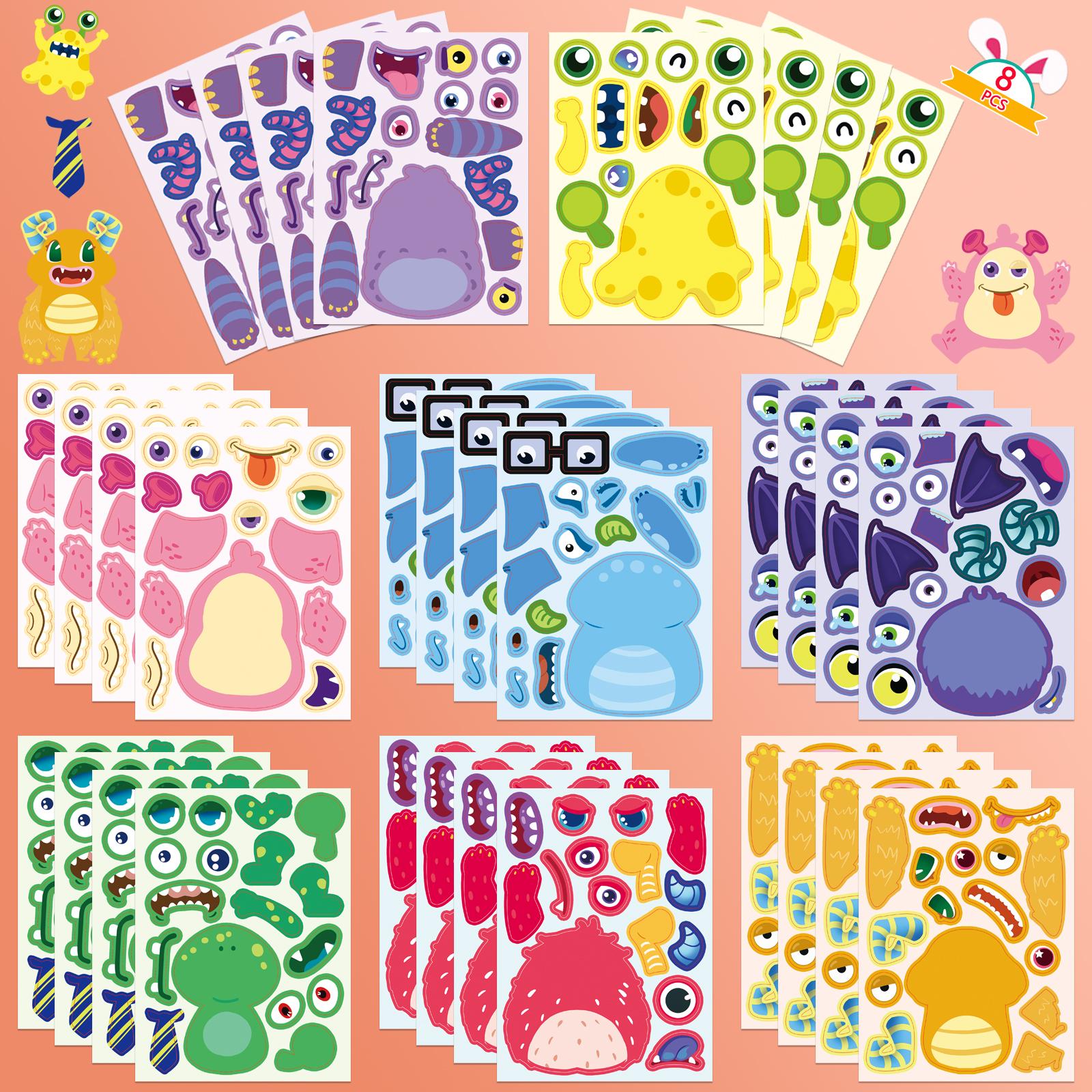 新款彩色小怪兽拼图贴纸