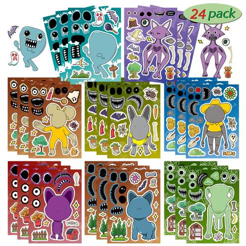 新款畸形动物园拼图贴纸