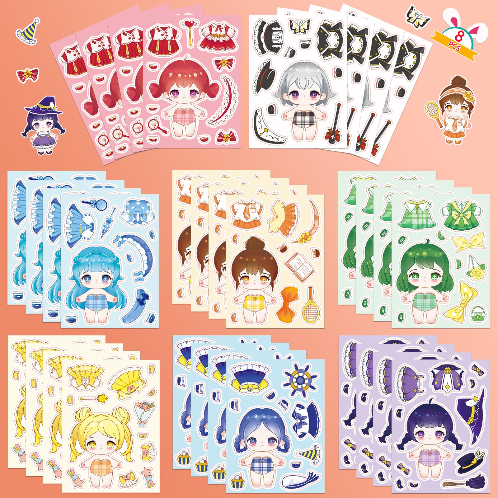 可爱公主娃娃拼图贴纸