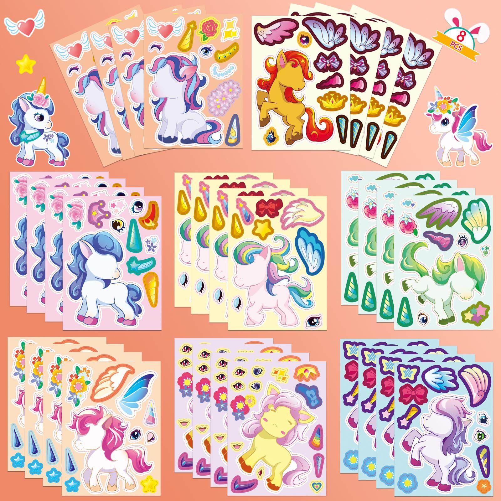 可爱彩虹独角兽拼图贴纸彩虹小马卡通图案DIY儿童手账生日派对贴,文具电教/文化用品/商务用品,贴纸/立体贴纸,淘宝优惠券,粉丝福利购,淘宝优惠卷