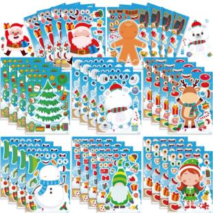 圣诞节拼图贴纸Merry Christmas圣诞树雪人圣诞老人派对用品礼物