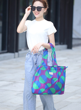 大号抽绳环保超市购物袋子时尚单肩包可折叠便携手提袋买菜包防水