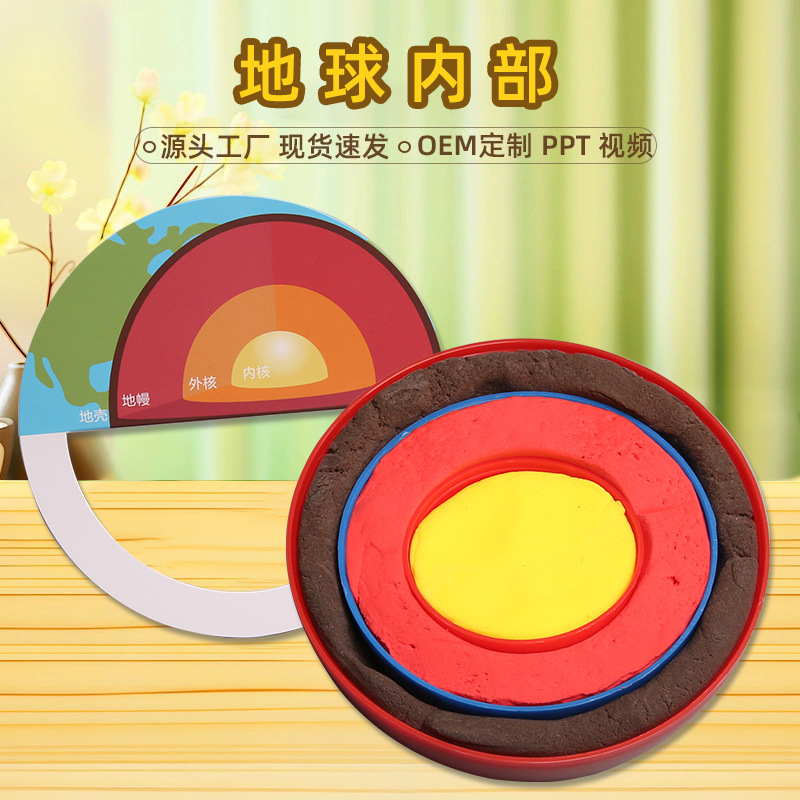 学生diy地球地心内部结构模型 科技小制作手工地理科学小实验