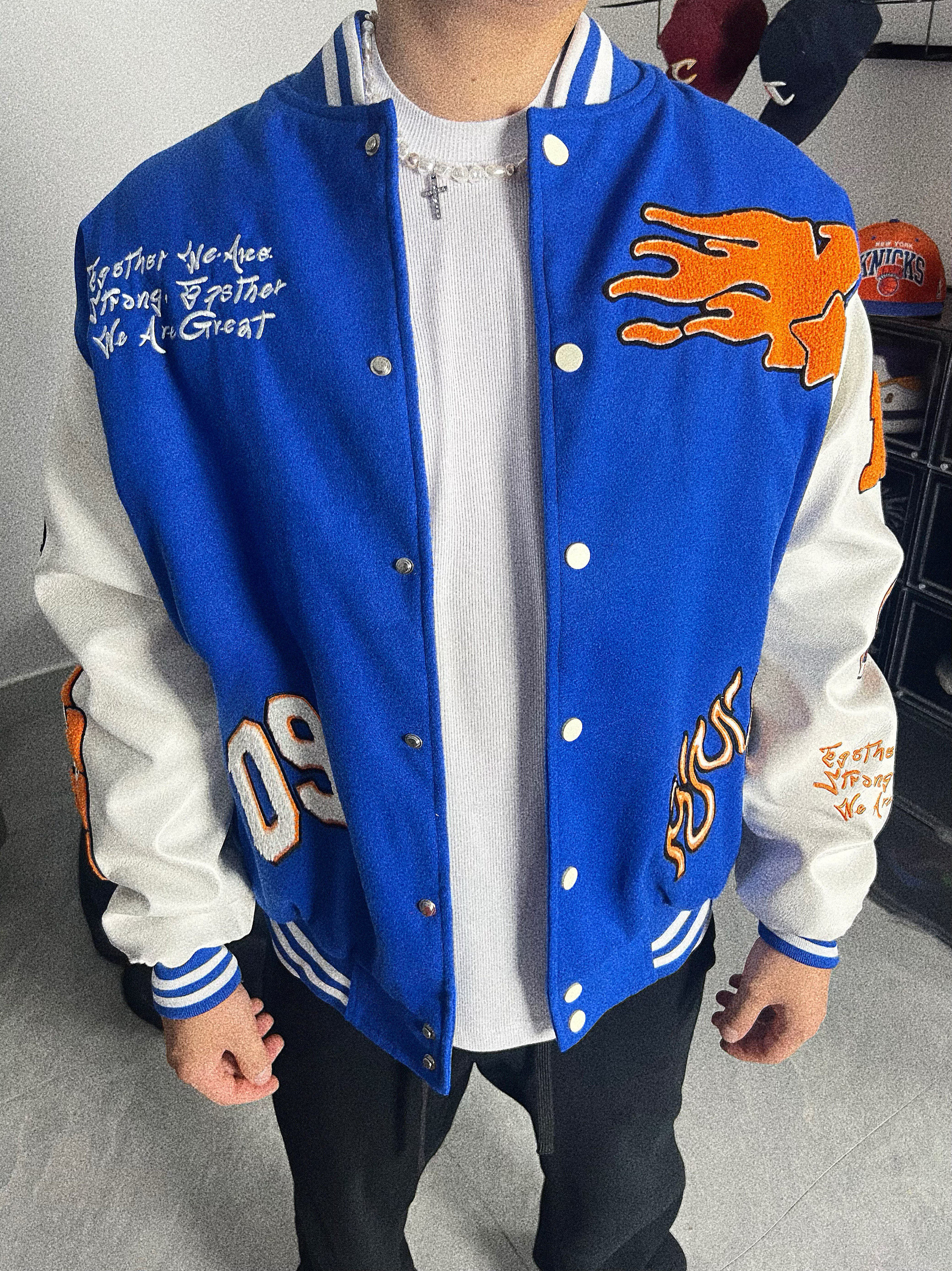 YUANQ24AW火焰美式棒球服原创小众夹棉休闲宽松夹克国潮外套上衣,男装,棉衣,淘宝优惠券,粉丝福利购,淘宝优惠卷