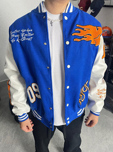 YUANQ24AW火焰美式 棒球服原创小众夹棉休闲宽松夹克国潮外套上衣