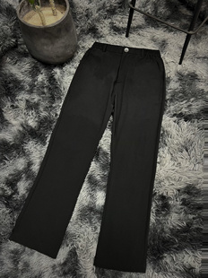 轻薄春夏秋高级休闲小众慵懒宽松长裤 YUANQ25SS纯黑美式 复古西裤