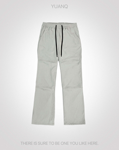 小众原创国潮复古尼龙抽绳裤 微喇叭长裤 美式 YUANQ24AW侧缝设计款