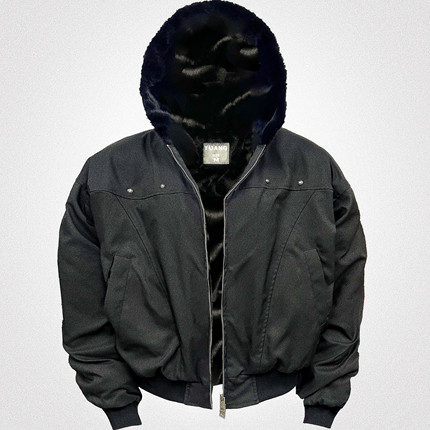 YUANQ25AW黑貂毛座山雕美式外套1650克重磅保暖小众原创宽松上衣