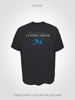 YUANQ狡猾杀手美式短袖小领口重磅百搭休闲复古小众原创宽松短袖