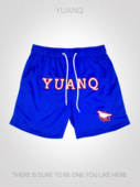 训练运动休闲复古透气百搭小众原创短裤 YUANQ24SS美式 网眼四分裤