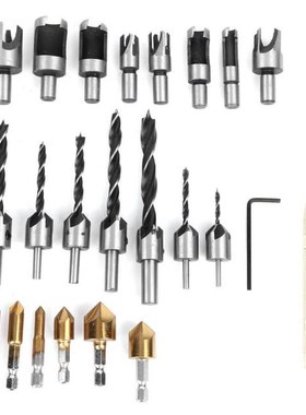 23Pcs Claw-Type Chamfer Drill Bit Hex Set for Woodworking Cu