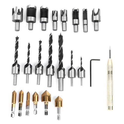 23Pcs Claw-Type Chamfer Drill Bit Hex Set for Woodworking Cu