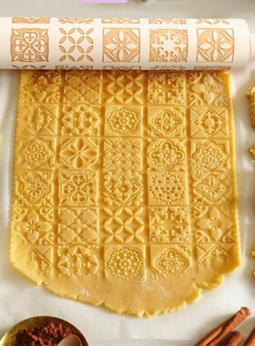Christmas Embossing Rolling Pin Baking Cookies Noodle Biscui
