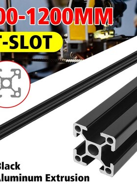 Black Length 100-1200mm 2020 T-slot Aluminum Extrusions Alum