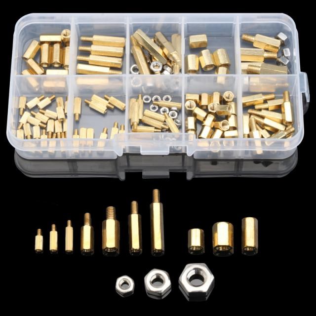 145PCS Hex Screws & Bolts Set Brass Pillar Single/Double Hea