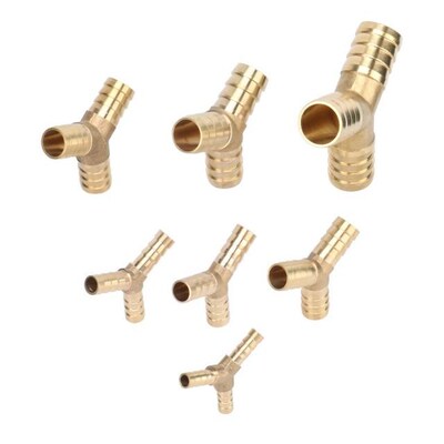 Y-Shape 3 Way Hose Barb Quick Connector Brass Splicer 6/8/10
