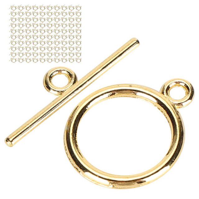 Round Head OT Clasp 100 Sets Toggle Clasps Gold Color Alloy