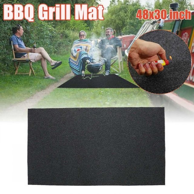 48x30in BBQ Grill Pad Flame Retardant Anti Skid Mat Oil Repe