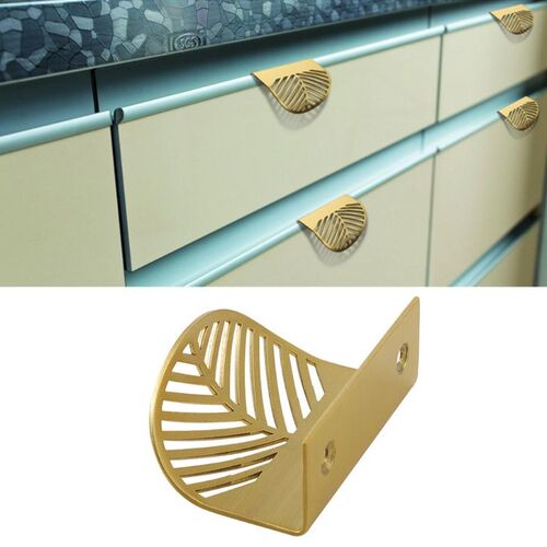 Antique Leaf Shape Brass Door Knob Furniture Handles Drawer