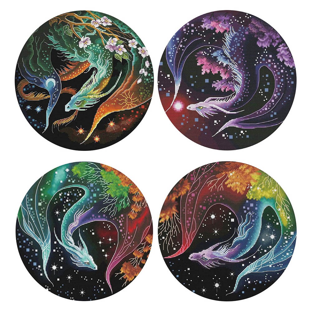 DIY Cross Stitch Color Dragon Animal Series Set 11CT Ecologi