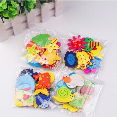 12Pcs/lot Wooden Cartoon Animal Fridge Magnet Stickers Cute