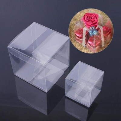 10 Pcs Wedding Transparent Cube Favour Boxes Sweet Candy Cak
