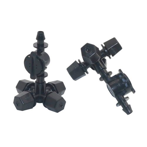 4mm Barb Black Cross sprayer with anti-drip Garden Greenhous